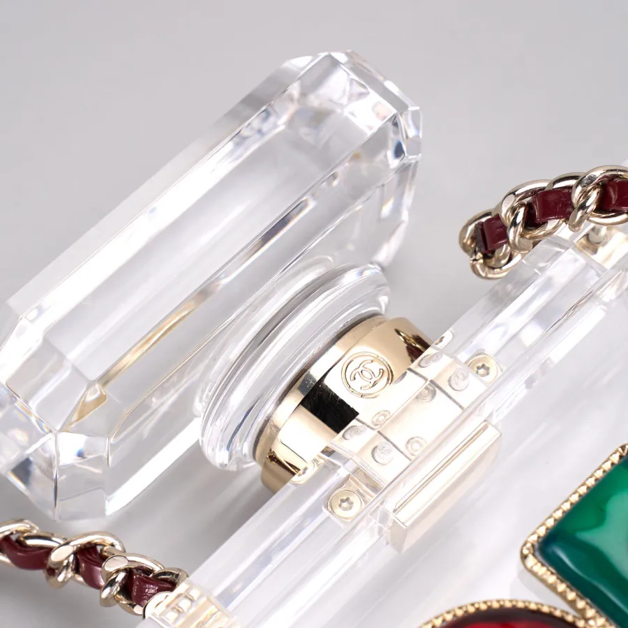 Chanel Transparent acrylic perfume bottle crossbody bag