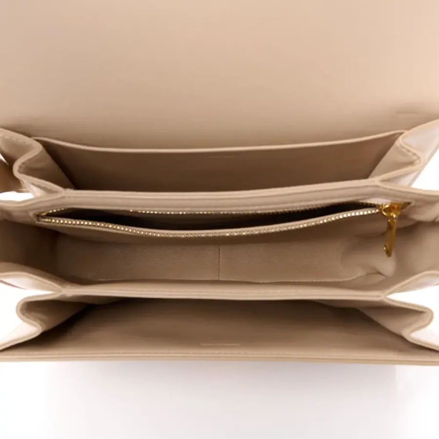 Celine Medium Triomphe Bag Nude Shiny Calfskin Leather Gold Hardware