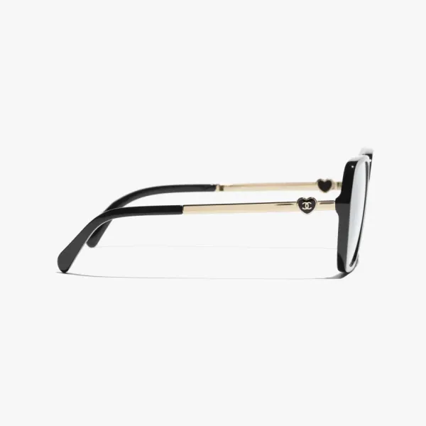 CHANEL square frame glasses black gold color size 54口18-145 - Image 4