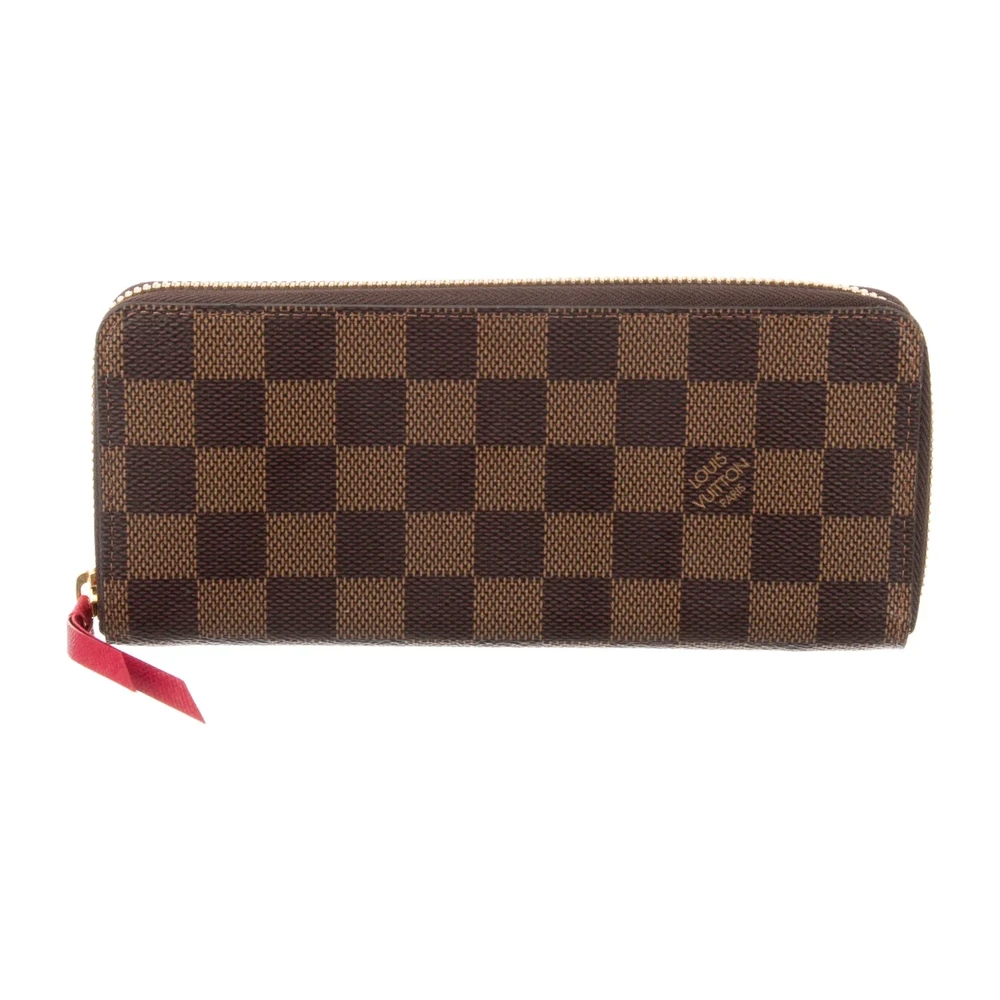 Louis Vuitton Carteira Grande Padrão Damier Ebene em Canvas e Couro Clemence com Ferragens de Latão