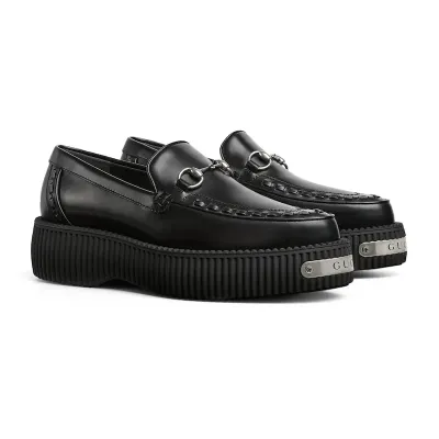 Gucci black thick bottom loafers