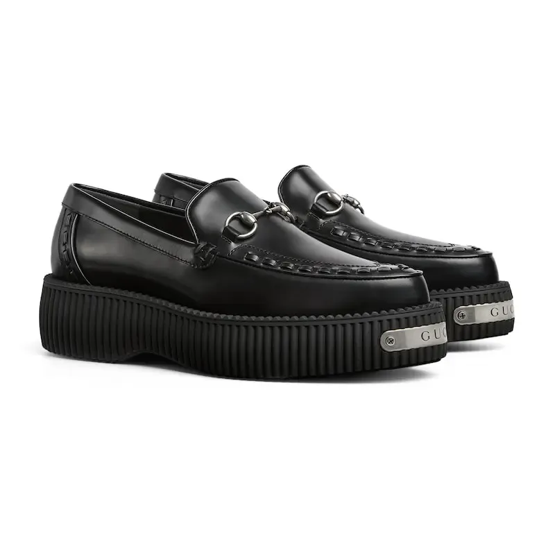 Gucci black thick bottom loafers