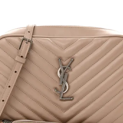 Saint Laurent Medium Lou Camera Bag Dark Beige Monogram Calfskin Matelasse Leather Ruthenium Hardware