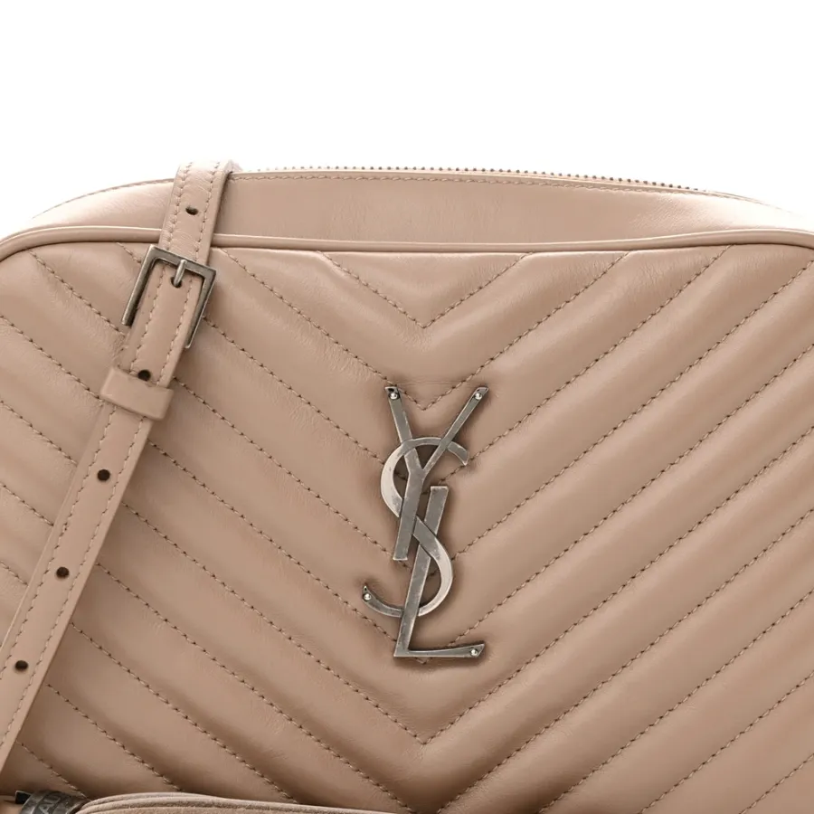 Saint Laurent Medium Lou Camera Bag Dark Beige Monogram Calfskin Matelasse Leather Ruthenium Hardware