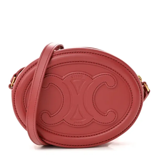 Celine Small Cuir Triomphe Oval Purse Crossbody Lipstick Smooth Calfskin Leather
