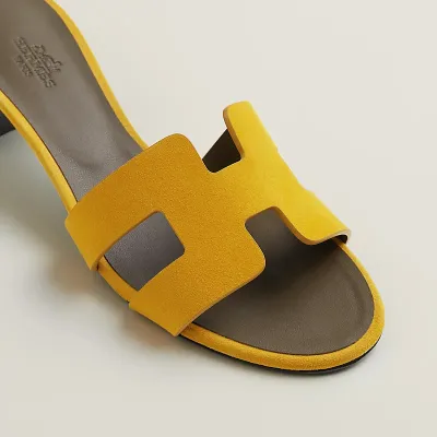 HERMES Oasis Slippers High-heeled slippers Yellow High Heels Sandal
