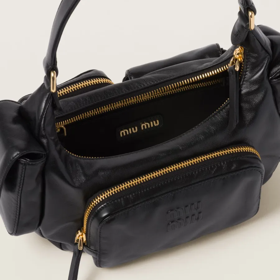 Miu Miu Pocket Leather Black Top-Handle Bags