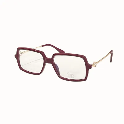 CHANEL square frame glasses black/dark blue/red/green/leopard-print color size 56口17-142