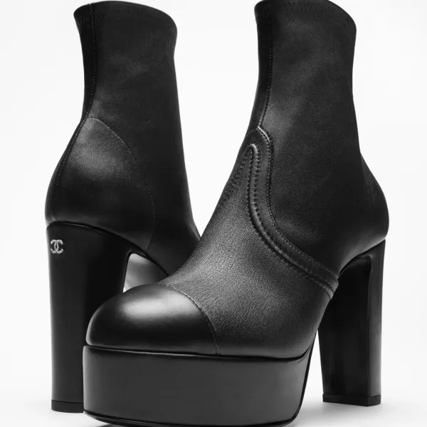 Chanel  ankle boots  Black elastic lambskin - Image 4