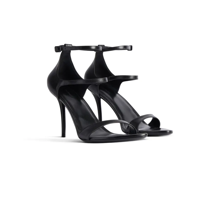 BALENCIAGA HONEY Black pointy 90mm sandals with thin heels
