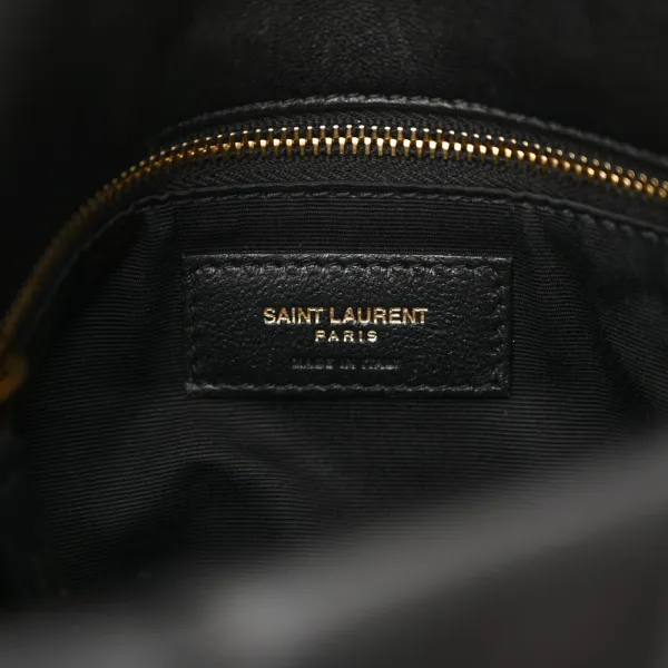 Saint Laurent Small Loulou Chain Satchel Black Quilted Puffer Monogram Lambskin Leather Gold Hardware - Image 2