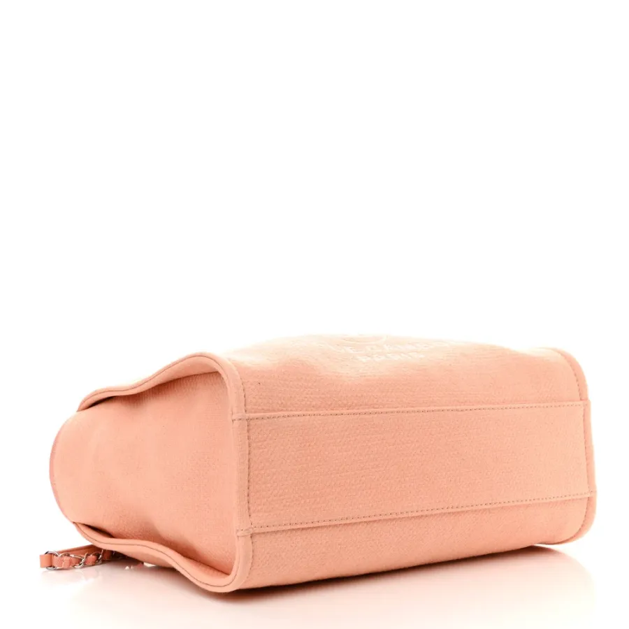 Chanel Deauville Tote Small Light Orange Mixed Fibers Silver Hardware