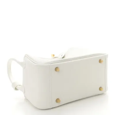 Hermès Mini Lindy 20 New White Taurillon Clemence Leather Gold Hardware