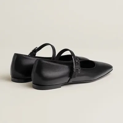 HERMES Jane Black Ballet  Shoes
