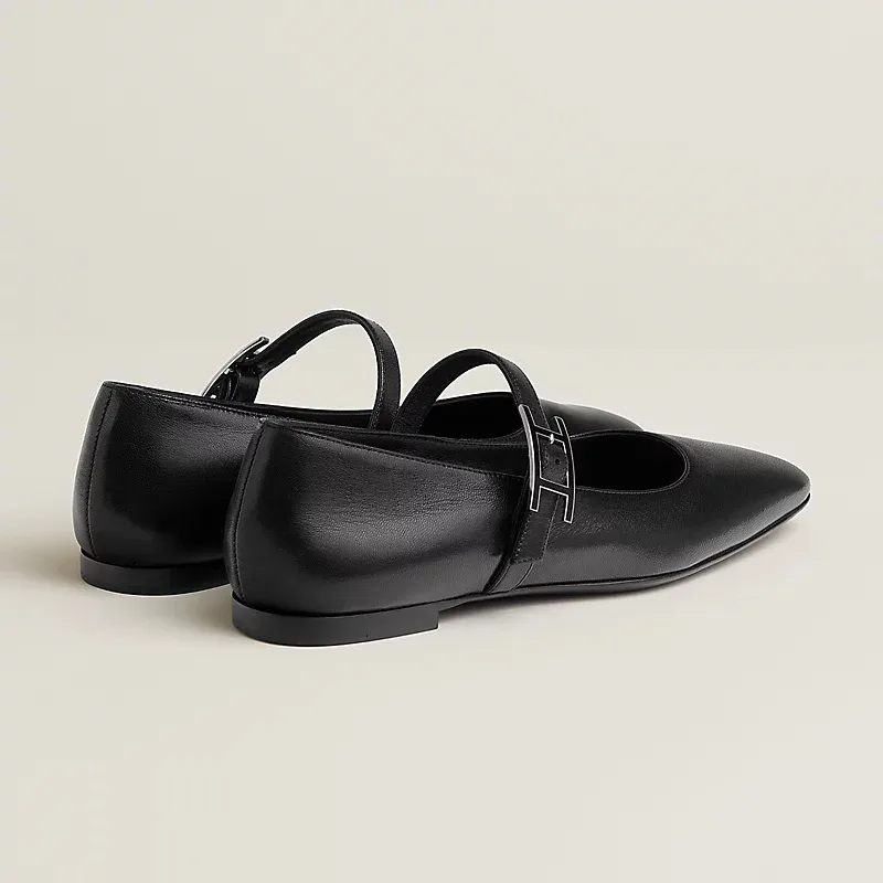 HERMES Jane Black Ballet  Shoes