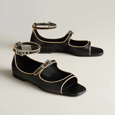 HERMES Kristen black Slingheeled sandals