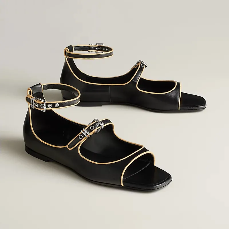 HERMES Kristen black Slingheeled sandals