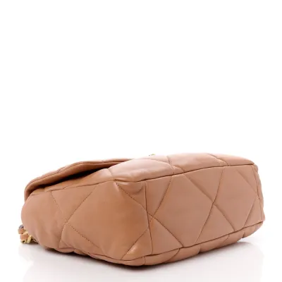 Grade Chanel 19 Brown Lambskin Handbag