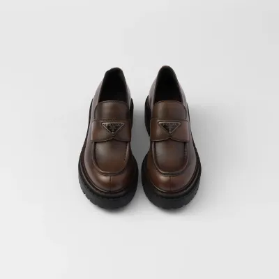 PRADA Dark brown leather loafers