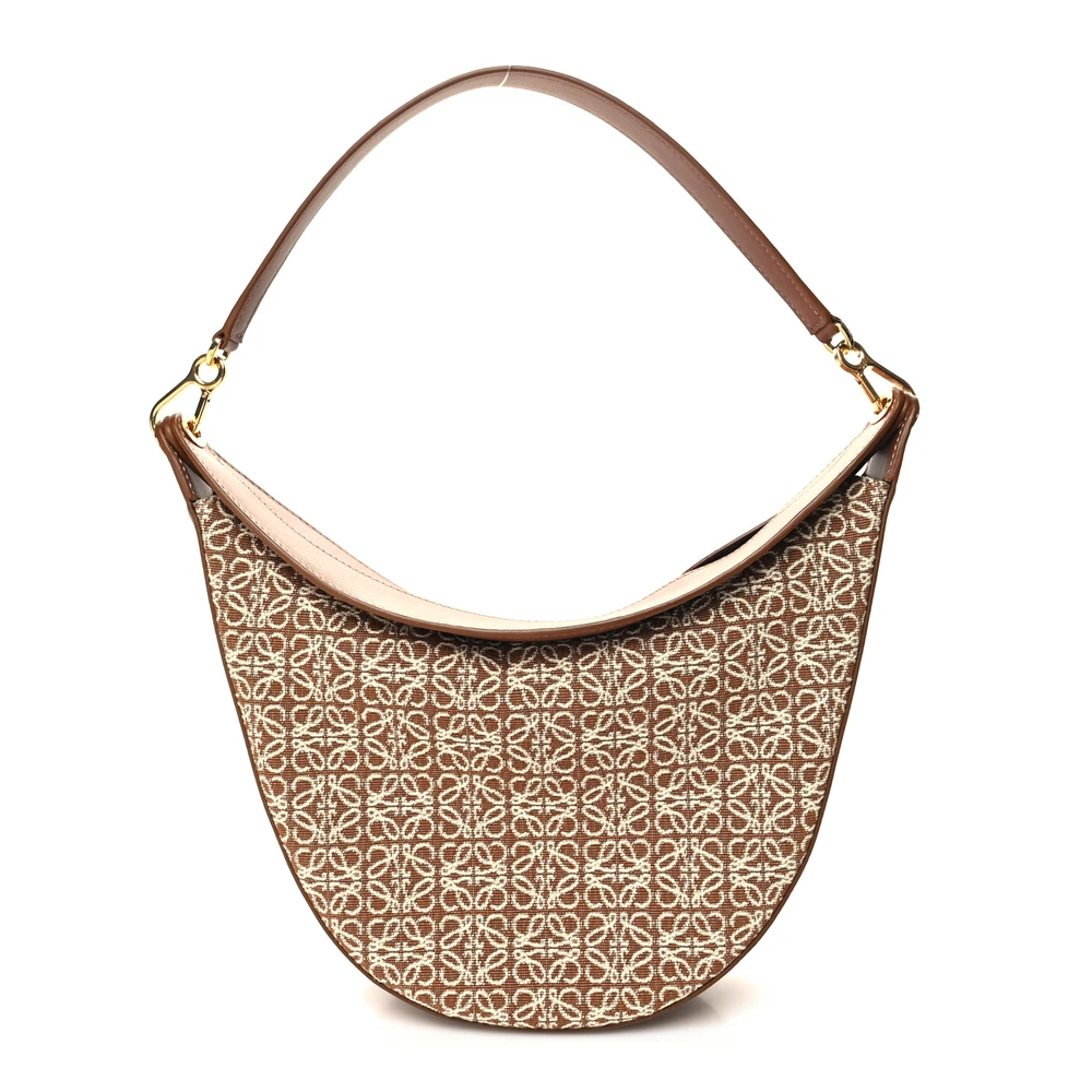 Loewe Luna Bag Médio Tan Pecan Jacquard Anagrama Couro Bezerro