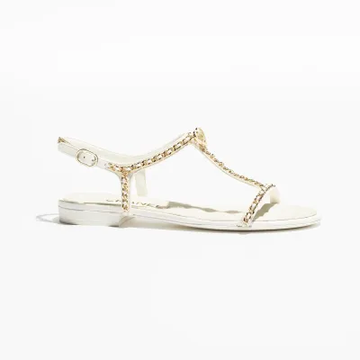 Chanel white sandals