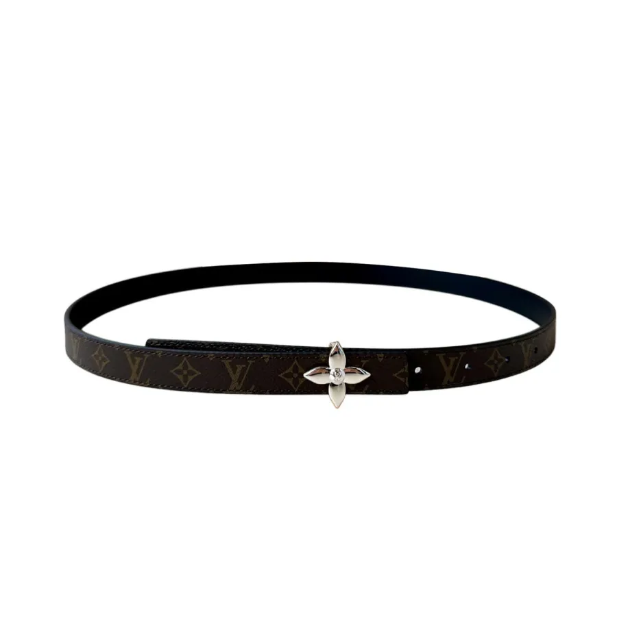 Louis Vuitton Women's Flowergram Reversible Belt In Brown/Cookie Monogram Reverse Canvas And White/Black/Red/Pink/Brown Calfskin With Gold/Silver Hardware 20mm