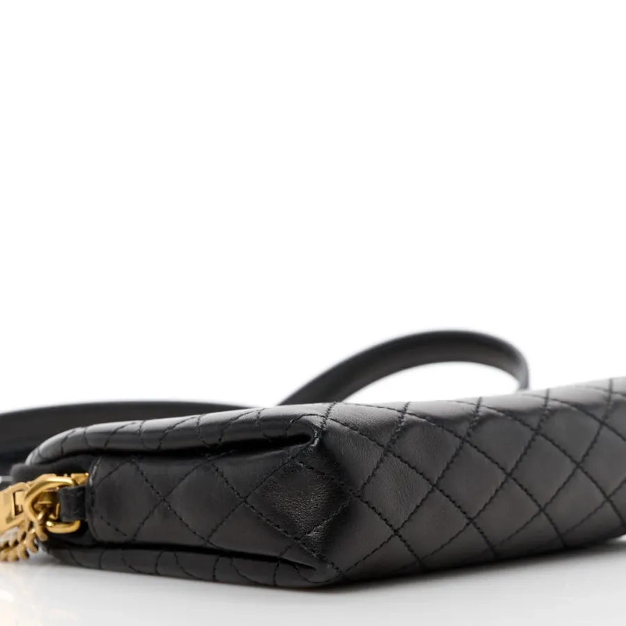 Saint Laurent Mini Gaby Zipped Pouch Black Quilted Lambskin Leather Aged Gold Hardware