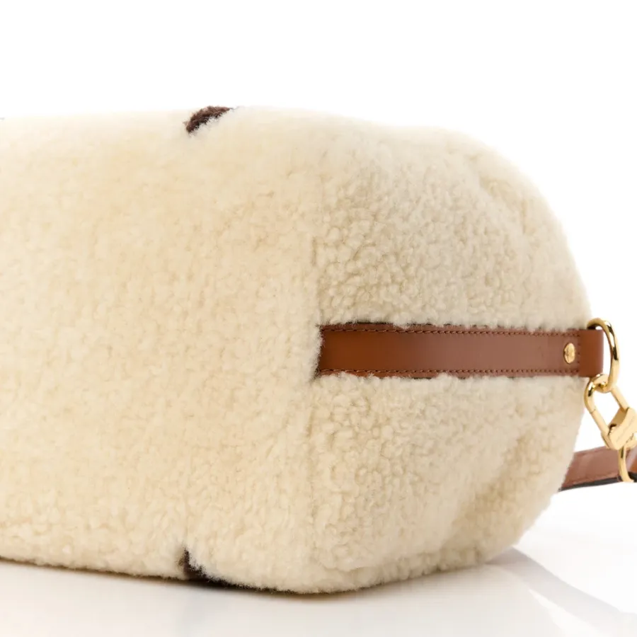 Louis Vuitton Speedy Bandoulière 25 Cream/Brown Monogram Canvas & Shearling Gold Hardware