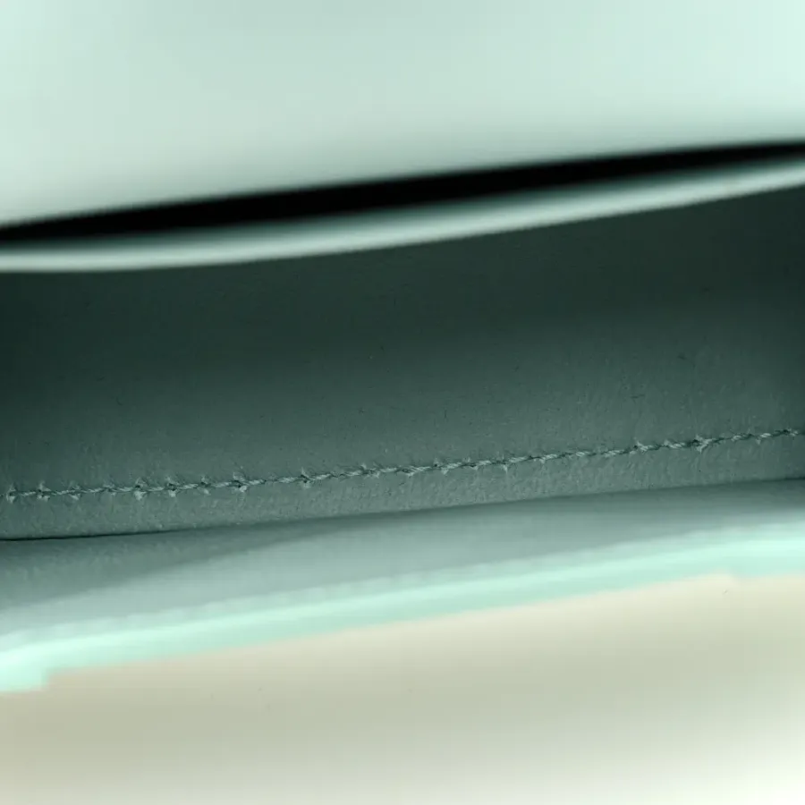 Balenciaga Hourglass Mini Top Handle Bag With Chain Green Acqua Crocodile Embossed Shiny Calfskin Leather