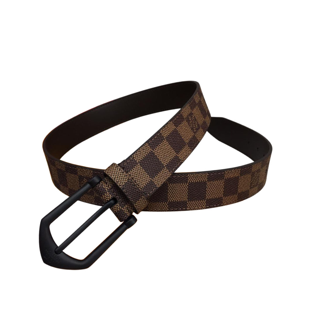 Cinto Reversível Timeless Masculino Louis Vuitton Em Marrom/Preto Com Estampa Monogram E Damier E Ferragens Pretas 35mm