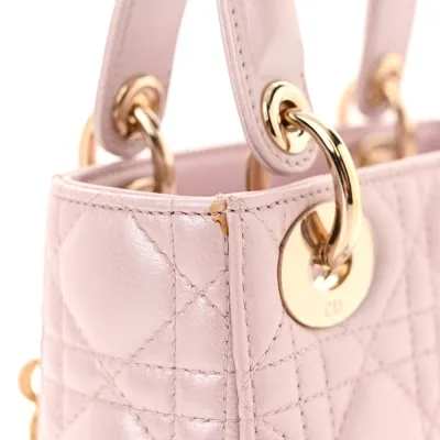 Dior Mini Lady Dior Lotus Metallic Cannage Lambskin Leather Light Gold Hardware