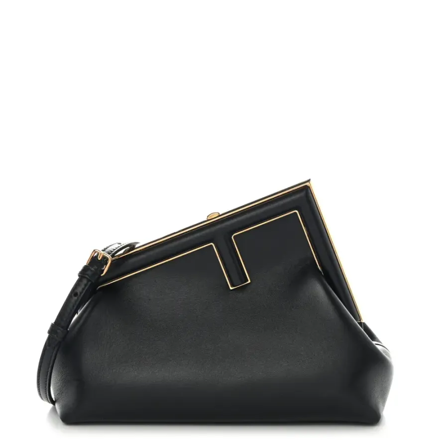 Fendi Small Fendi First Black Shiny Nappa Leather Gold Hardware