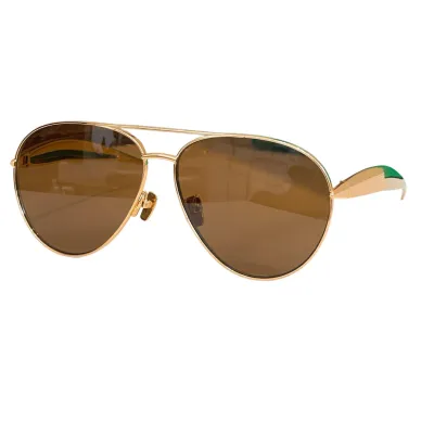Bottega Veneta Pilot glasses black silver/silver/black gold/green gold/tawny gold/brown gold color Size 63口13-138
