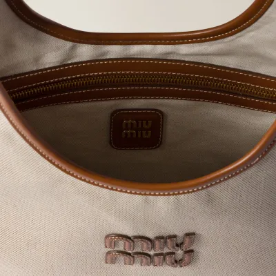 Miu Miu IVY Hobo Canvas white Tote Bags