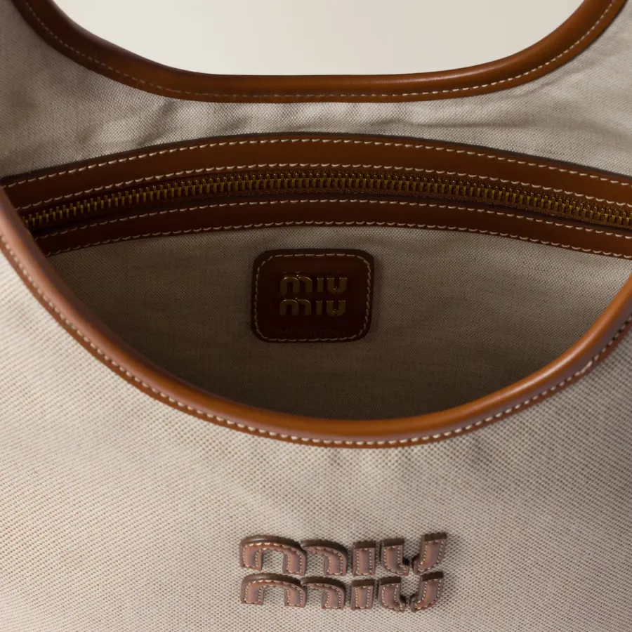 Miu Miu IVY Hobo Canvas white Tote Bags