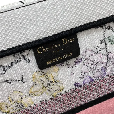 Dior Medium Book Tote White Multicolor Florilegio Embroidery