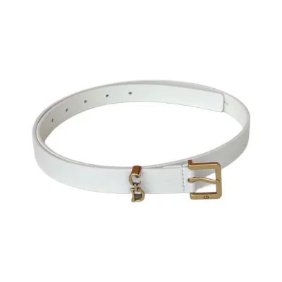 Dior Women' s Square Buckle Loop Belt In Black/White/Khaki Calfskin With Gold/Silver Hardware 20mm