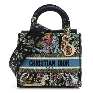 Dior Medium D-Constellation Lady D-Lite Blue Multicolor Embroidered Canvas Gold Hardware