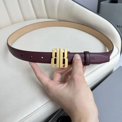 Balenciaga Women's Nano Belt In Red/Black Smooth Calfskin With Gold/Silver Hardware 25mm