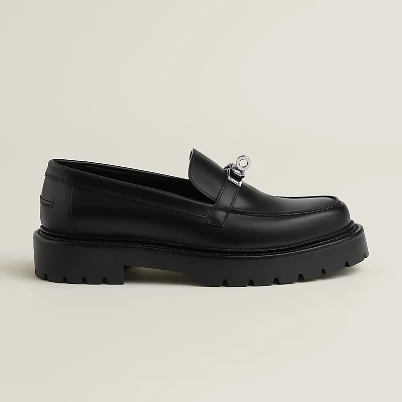 HERMES Icone Black Loafers