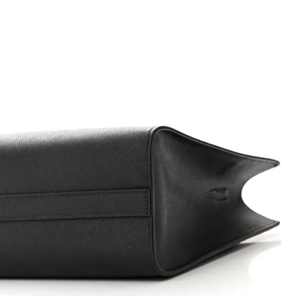 Prada Medium Lux Logo Embossed Shoulder Tote Handbag Black Saffiano Leather - Image 5