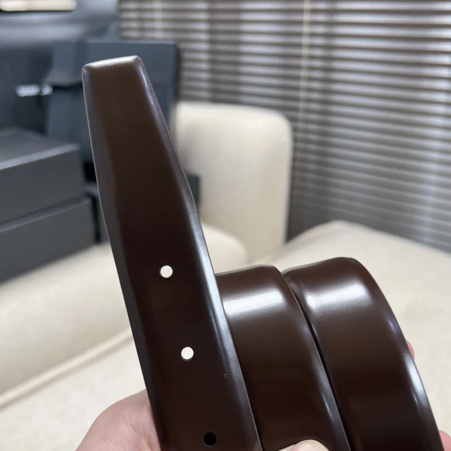 Saint Laurent LA 76 Belt In Burgundy/Black Smooth Calfskin With Gold/Silver Hardware 30mm