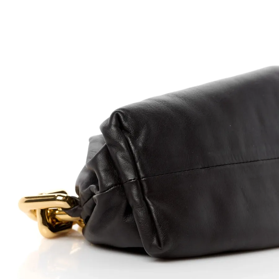 Bottega Veneta Medium The Pouch Chain Black Calfskin Leather