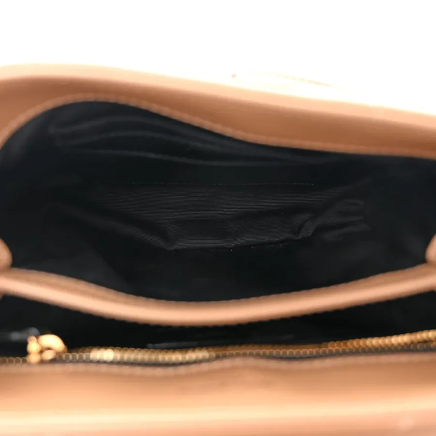 Saint Laurent Mini Loulou Crossbody Bag Latte Y-Quilted Monogram Calfskin Leather Gold Hardware