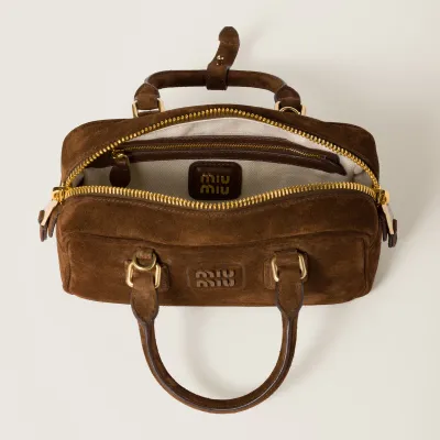 Miu Miu Arcadie Suede Leather Brown Top-Handle Bags