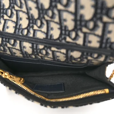 Dior Montaigne 30 2-in-1 Pouch Blue Dior Oblique Canvas Gold Hardware