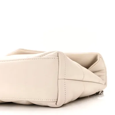 Saint Laurent Mini Loulou Chain Satchel Crema Soft Quilted Puffer Monogram Lambskin Leather Aged Gold Hardware