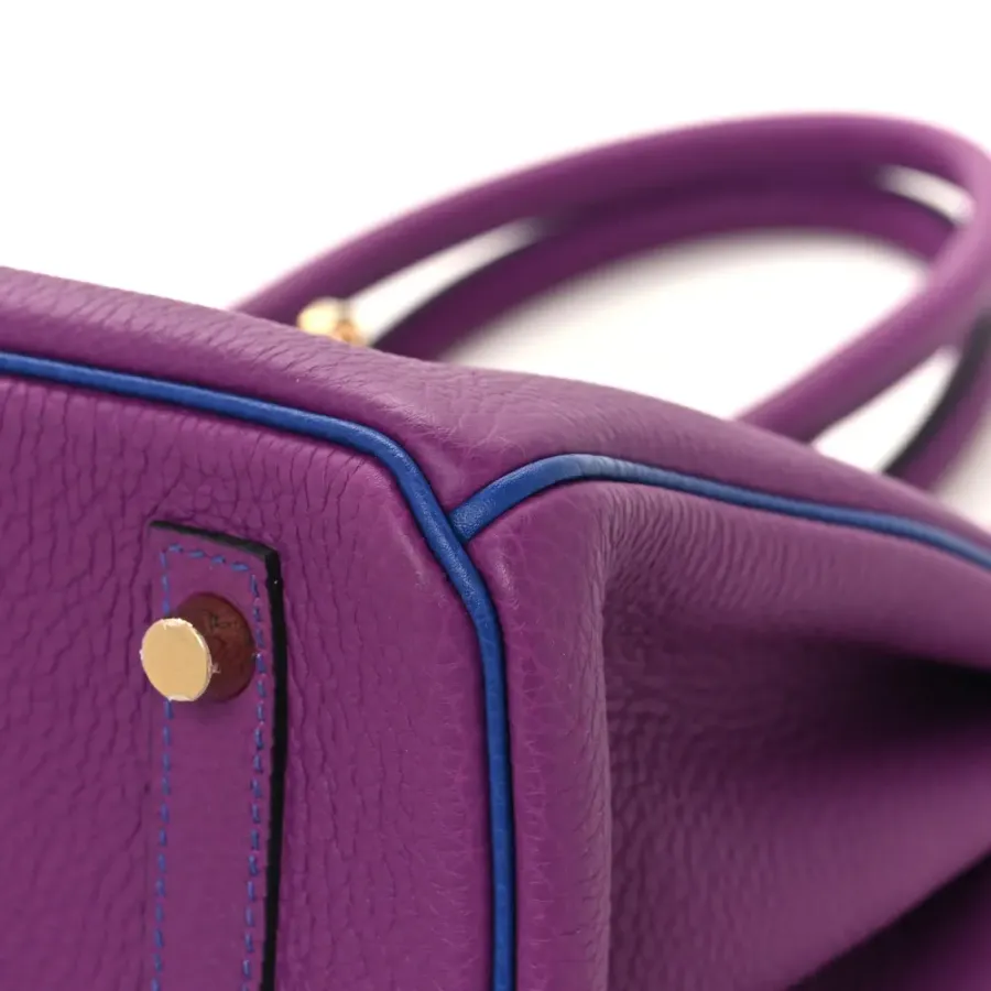 Hermès Horseshoe Birkin 30 Anemone / Bleu Electrique Togo Leather Gold Hardware