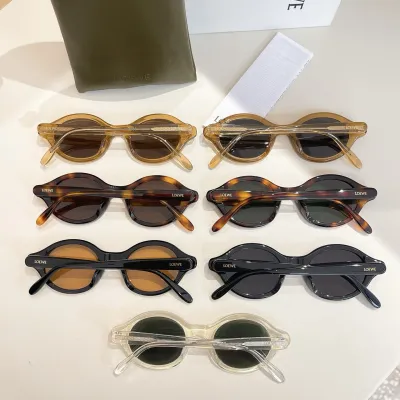 Loewe round frame glasses leopard brown/leopard green/tawny brown/tawny black/black orange color Size 48口21-145