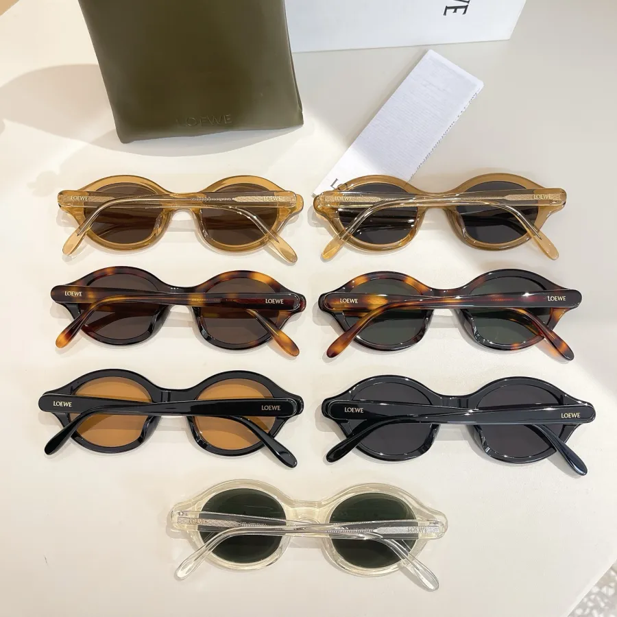 Loewe round frame glasses leopard brown/leopard green/tawny brown/tawny black/black orange color Size 48口21-145